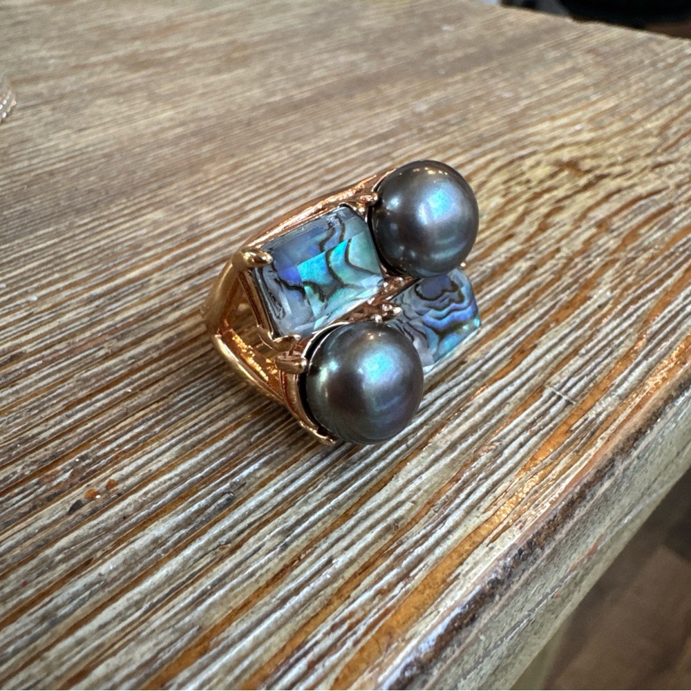 Gold and Silver Dual Pearl Ring